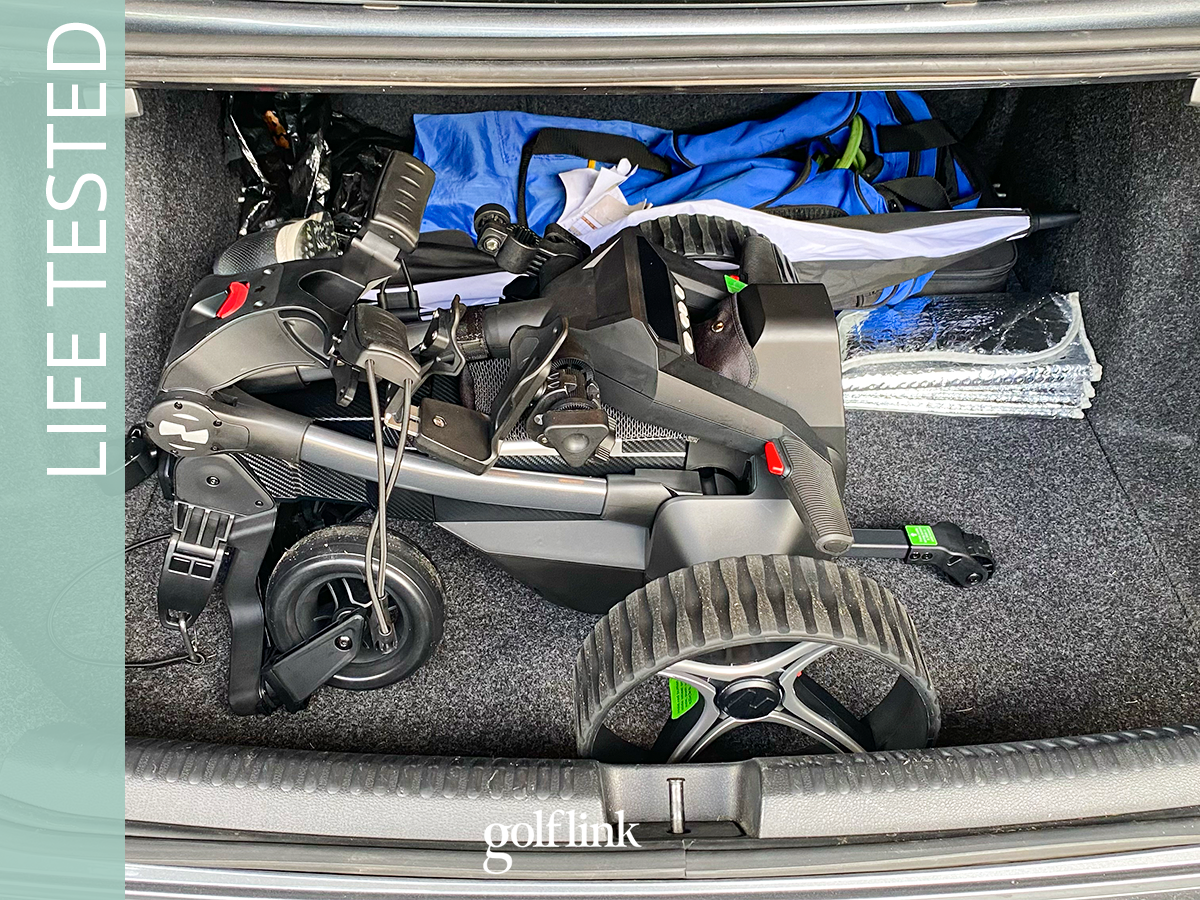 Navee Birdie 3x electric push cart during GolfLink testing
