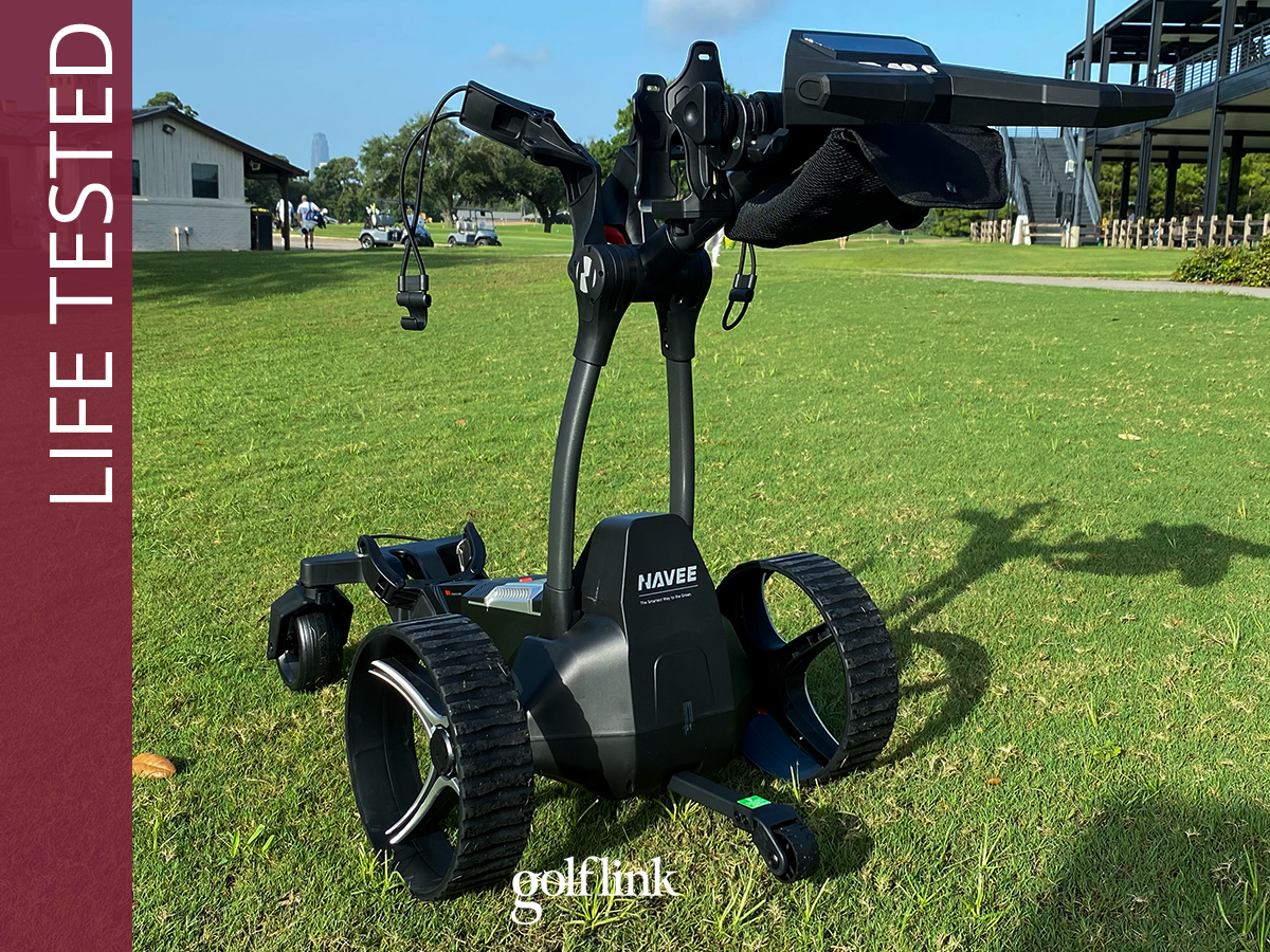 Navee Birdie 3x electric push cart during GolfLink testing