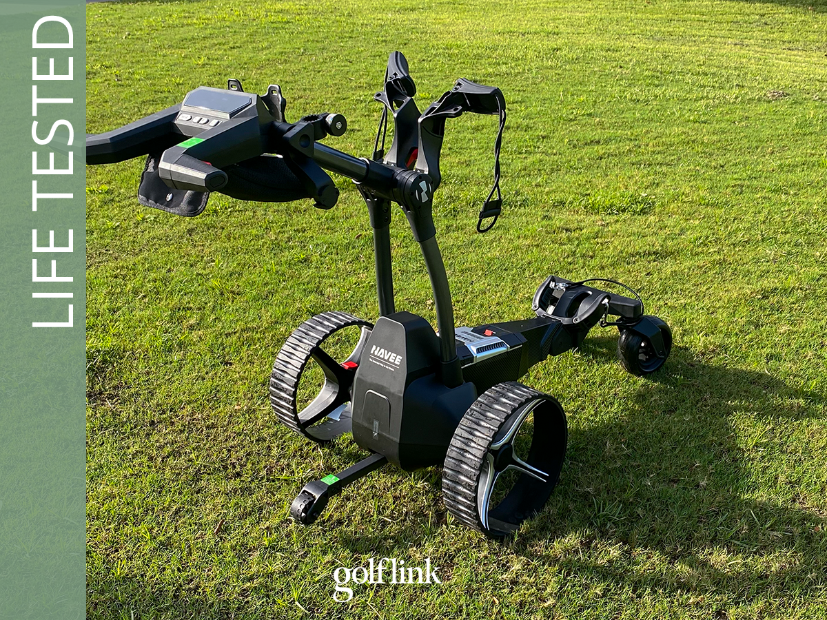 Navee Birdie 3x electric push cart during GolfLink testing