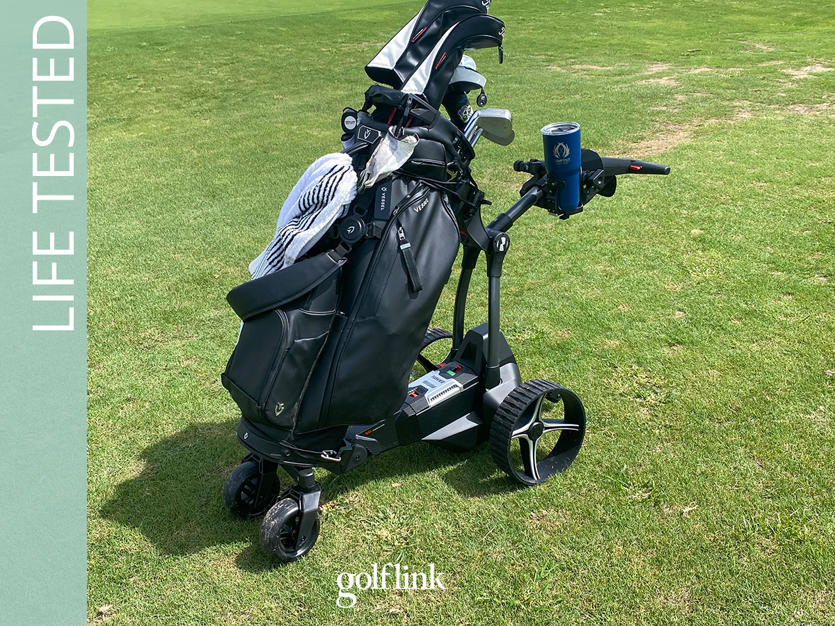 Navee Birdie 3x electric push cart during GolfLink testing