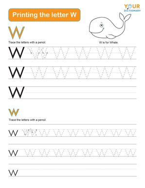 tracing the letter w practice worksheet