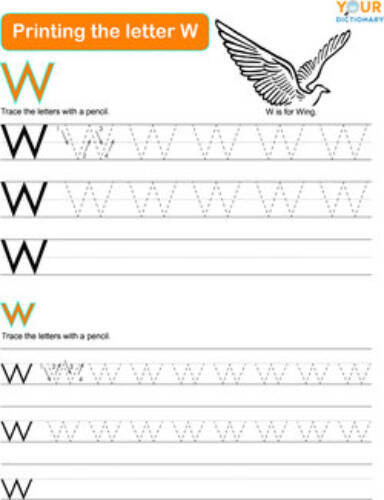 printing the letter W practice worksheet
