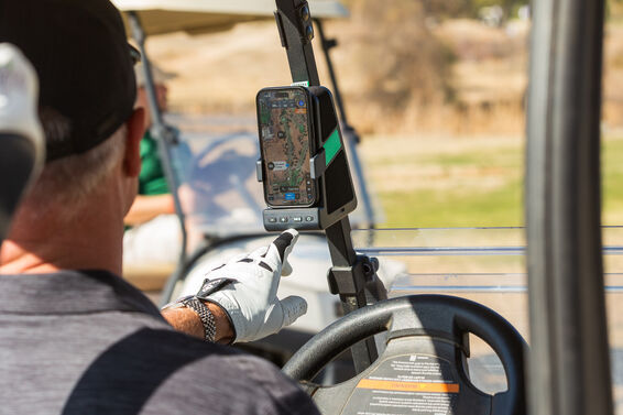 Golfer uses TeeBoxx to keep phone charged while using GPS maps and playing music
