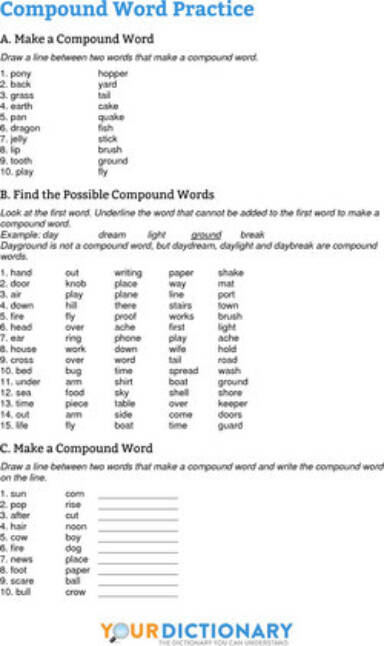 List Of Compound Words 1st Grade