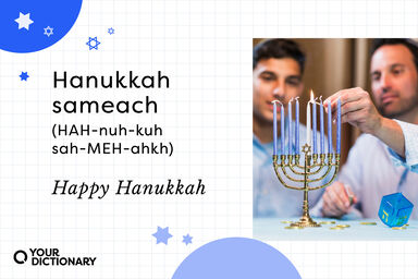 pronunciation and meaning of "Hanukkah sameach" from the article