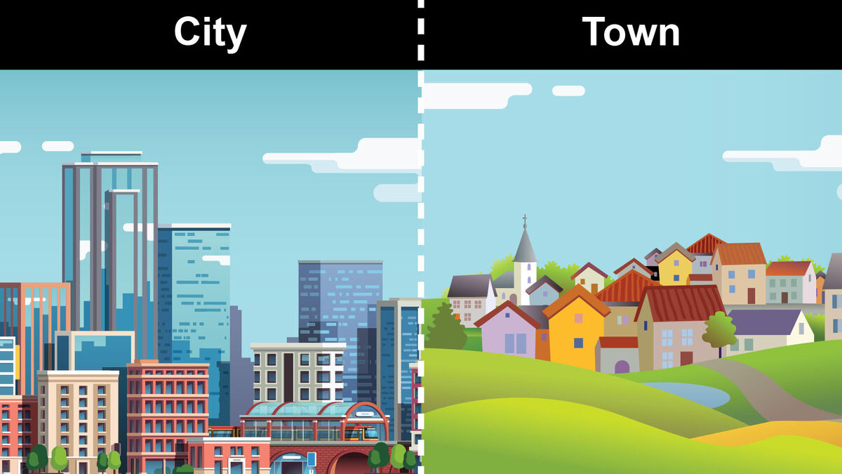 difference between city and town