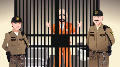 prisoner in jail with guards