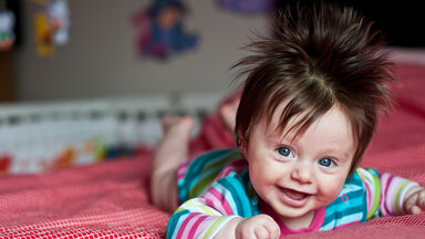 spiky baby hair description example