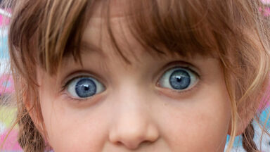 striking astonished eyes on young girl