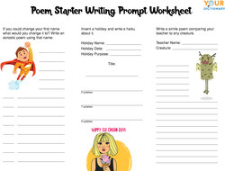 poem starter writing prompt worksheet