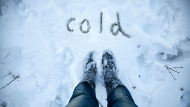 winter word cold written in snow