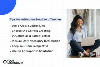 six tips from the article for writing an email to a teacher