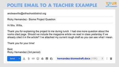 how to write email to teacher assignment