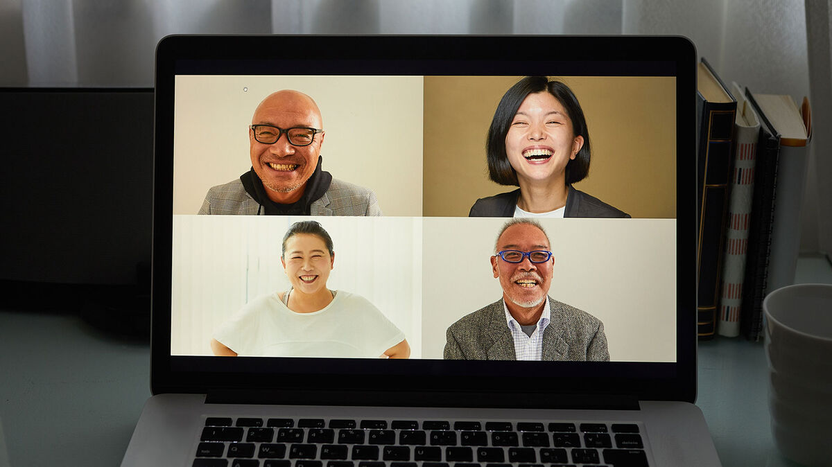 computer screen with people's faces