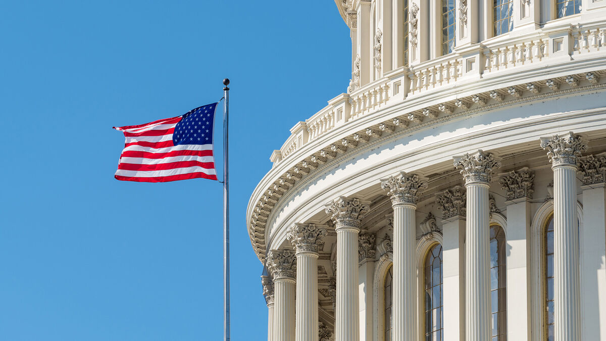 US capital building and flag