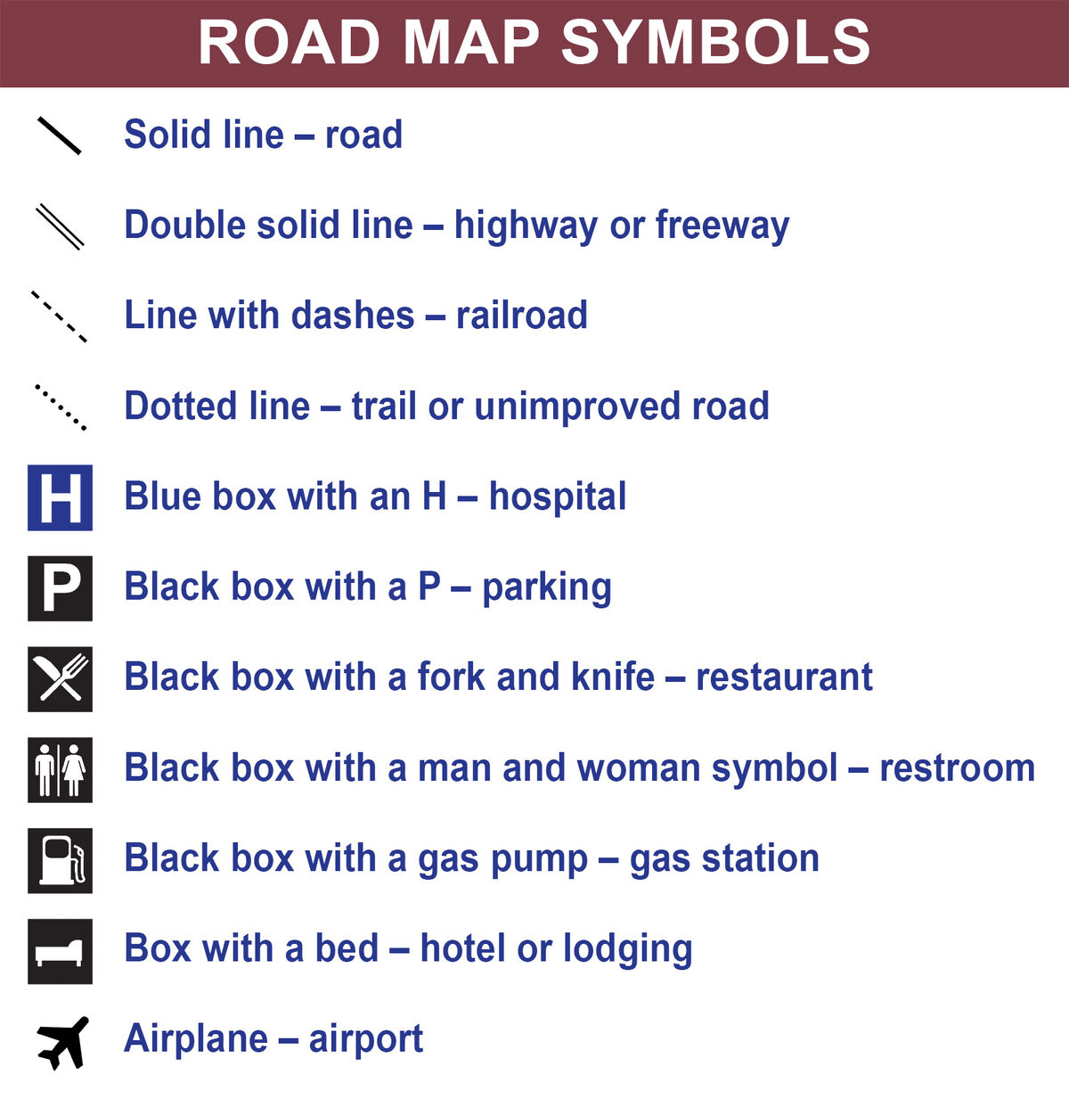 road map symbols