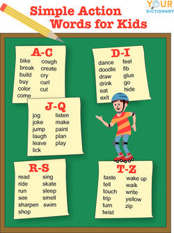 Simple Action Words for Kids: Printable List of Key Verbs