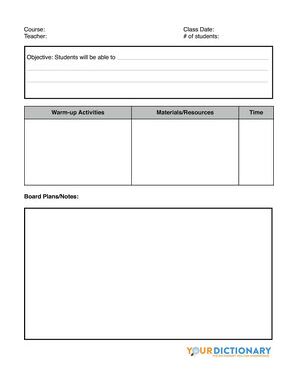 lesson plan sample worksheet