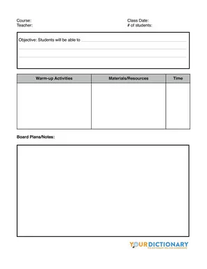 lesson plan sample worksheet