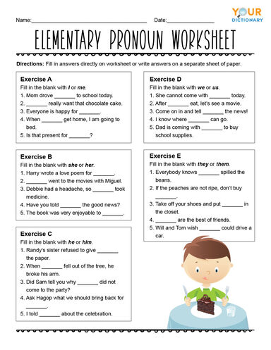 Types Of Pronouns Worksheets