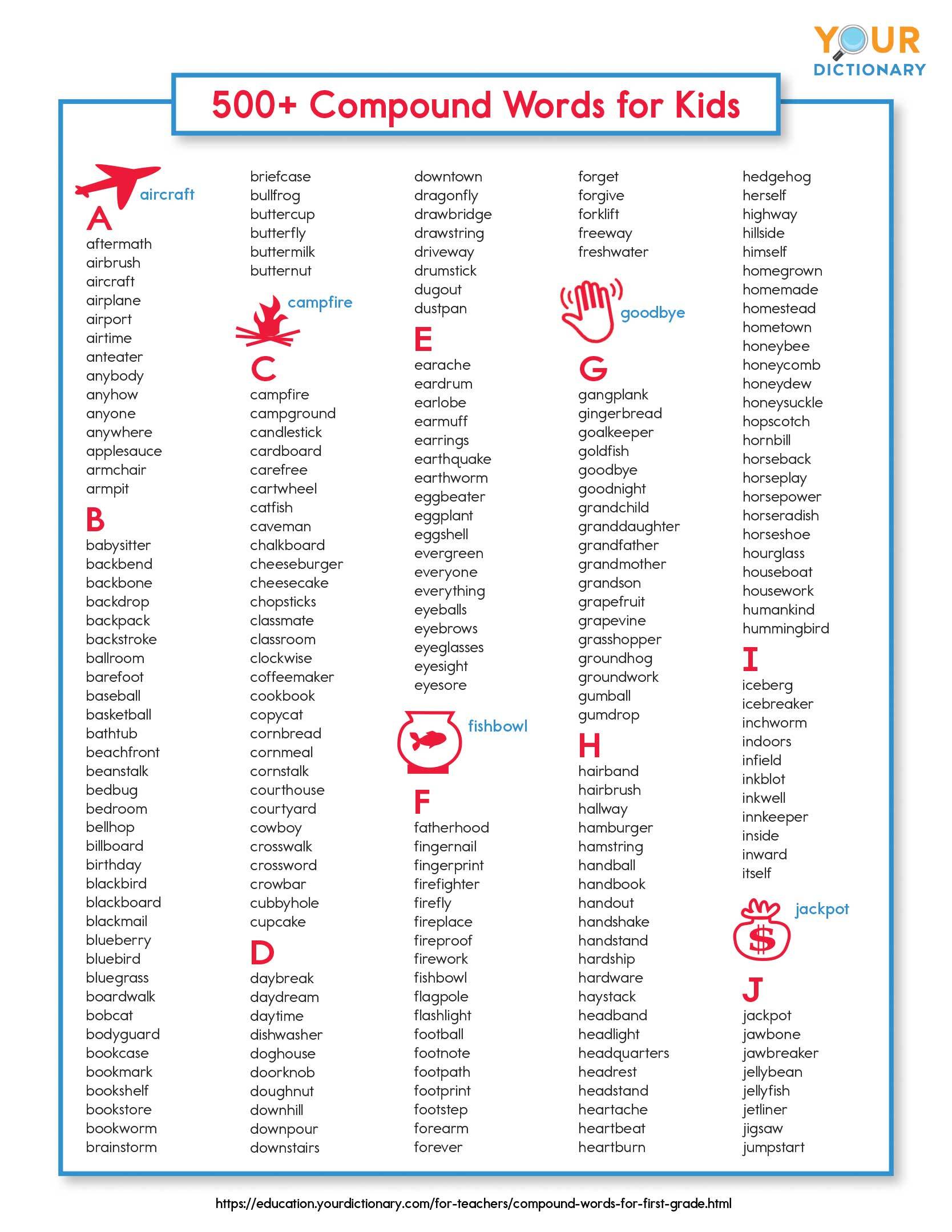 500+ Compound Words for Kids
