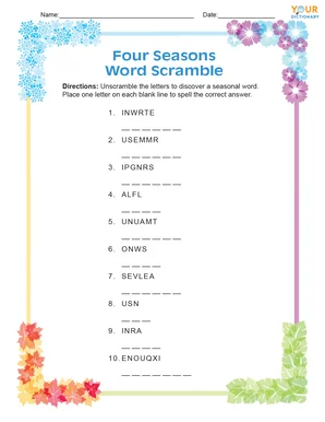 Four Seasons Word Scramble