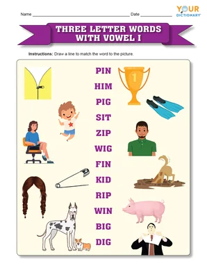Three letter words with vowel i