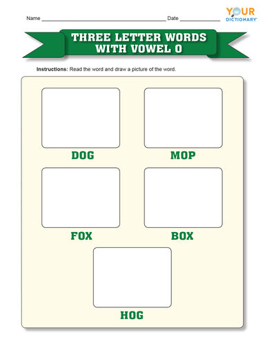 Three letter words with vowel o