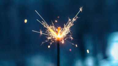Bright fireworks sparkler at night