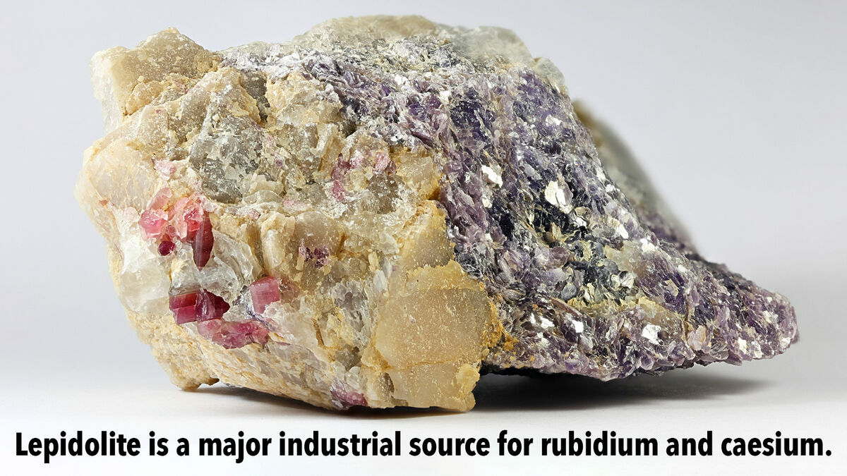 Lepidolite mineral source for rubidium and caesium
