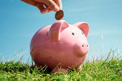 Person putting a penny into a piggy bank as examples of adage in literature