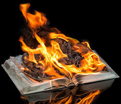 A burning book as examples of blasphemy