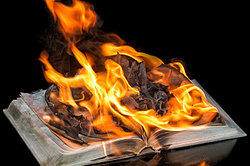 A burning book as examples of blasphemy