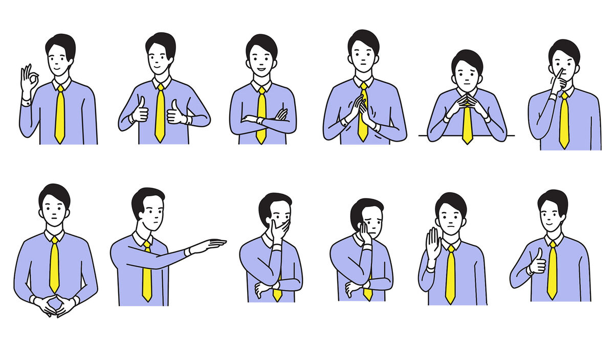 man in different body language poses