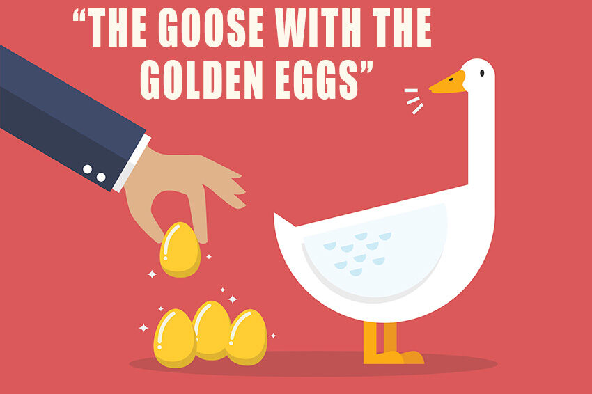 Goose with golden eggs as examples of fables