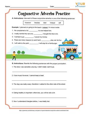 Conjunctive Adverbs Practice