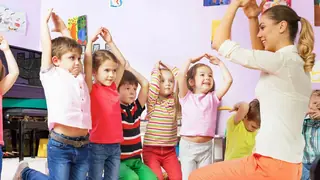 teacher and preschool students transition activity