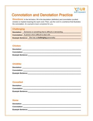 connotation and denotation practice worksheet
