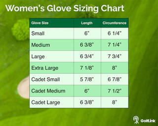 golf glove size chart