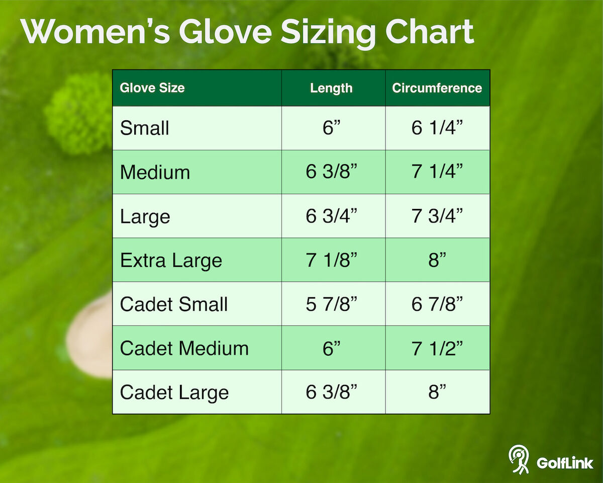 Women's golf glove sizing chart