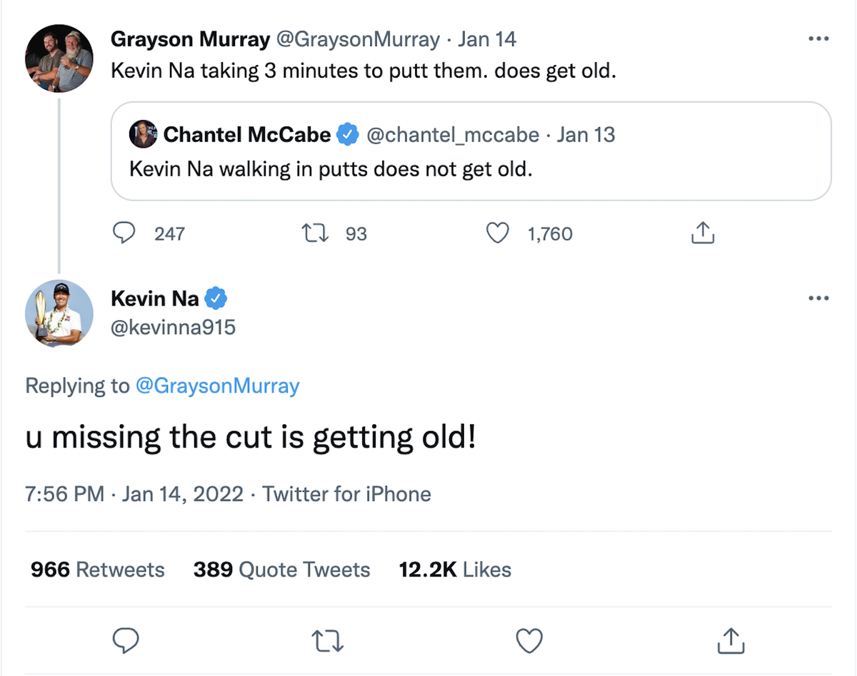 Kevin Na tweet at Grayson Murray