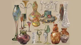 art nouveau vases and glasses