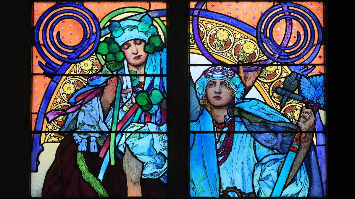 stained glass by Alphonse Mucha Life of Saints Cyril and Methodius