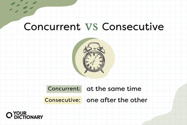 old clock illustration with concurrent vs consecutive meaning