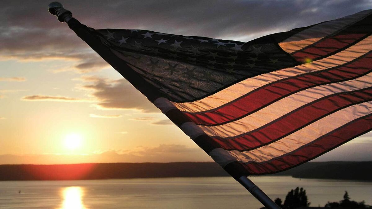 American flag waving as examples of nationalism