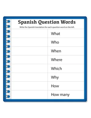 spanish question words worksheet