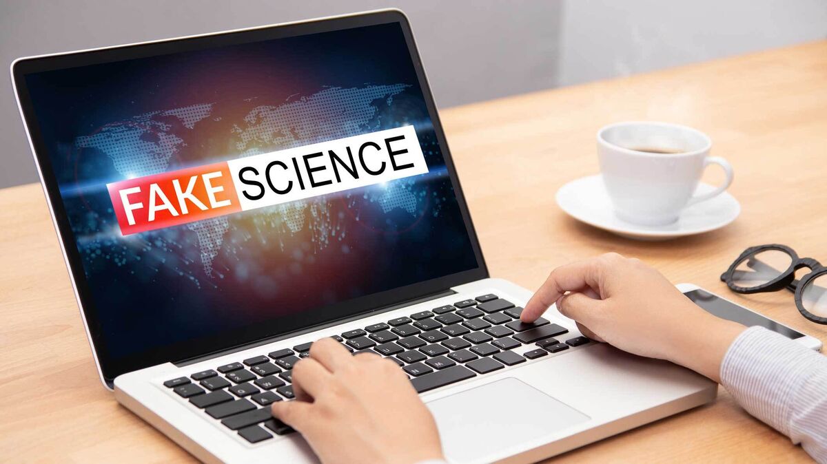 junk science message on laptop