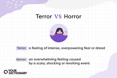 Girl Afraid With Terror vs Horror Definitions