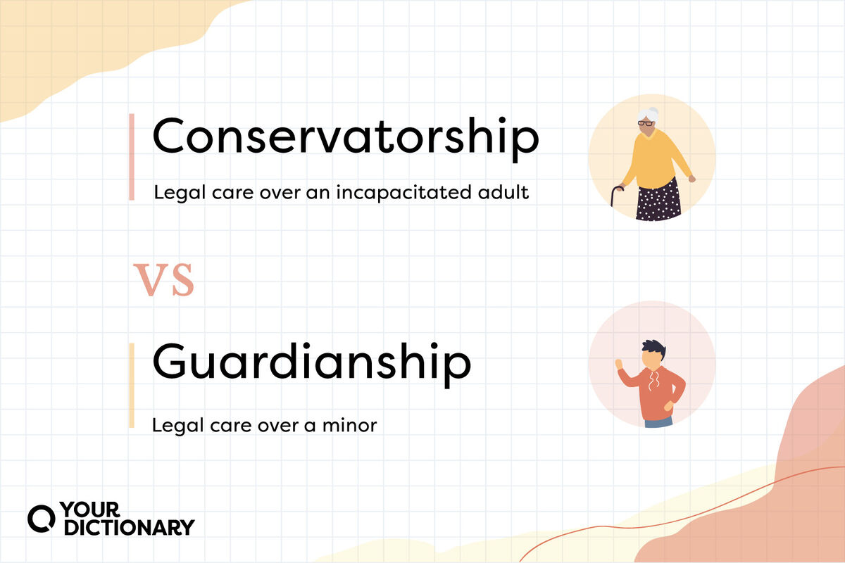 Conservatorship (senior woman) vs Guardianship (boy) with definitions
