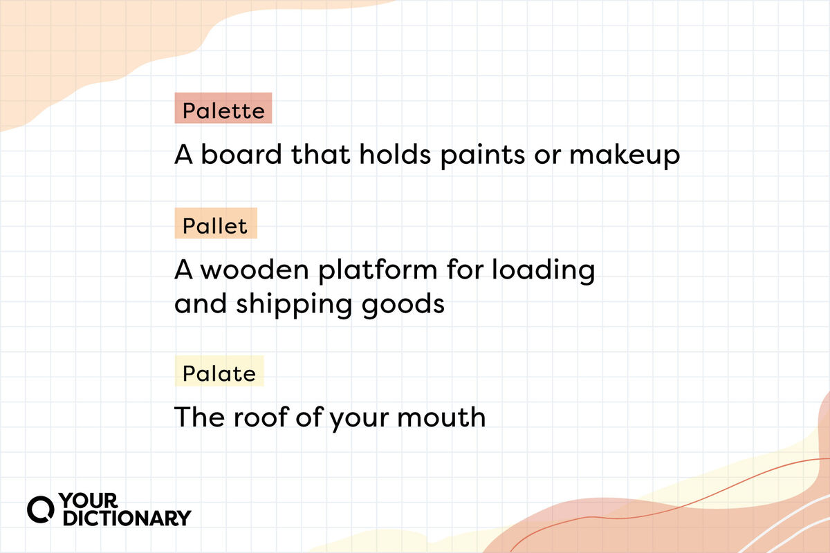 Sada Gezond Gronden Difference Between Palette, Pallet and Palate | Differences Explained |  YourDictionary